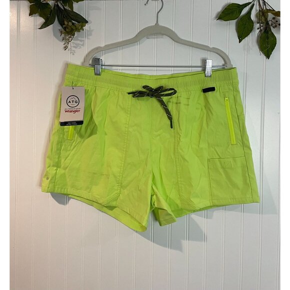 ATG By Wrangler Neon Lime Green Tide Shorts Mid Rise 4" Inseam XL - Picture 1 of 16